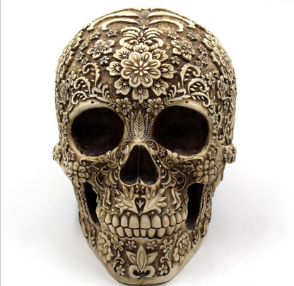 Floral Resin Skull Sculpture
