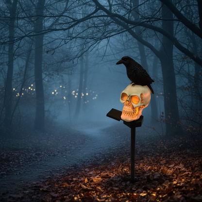 Solar Crow Skull Garden Light