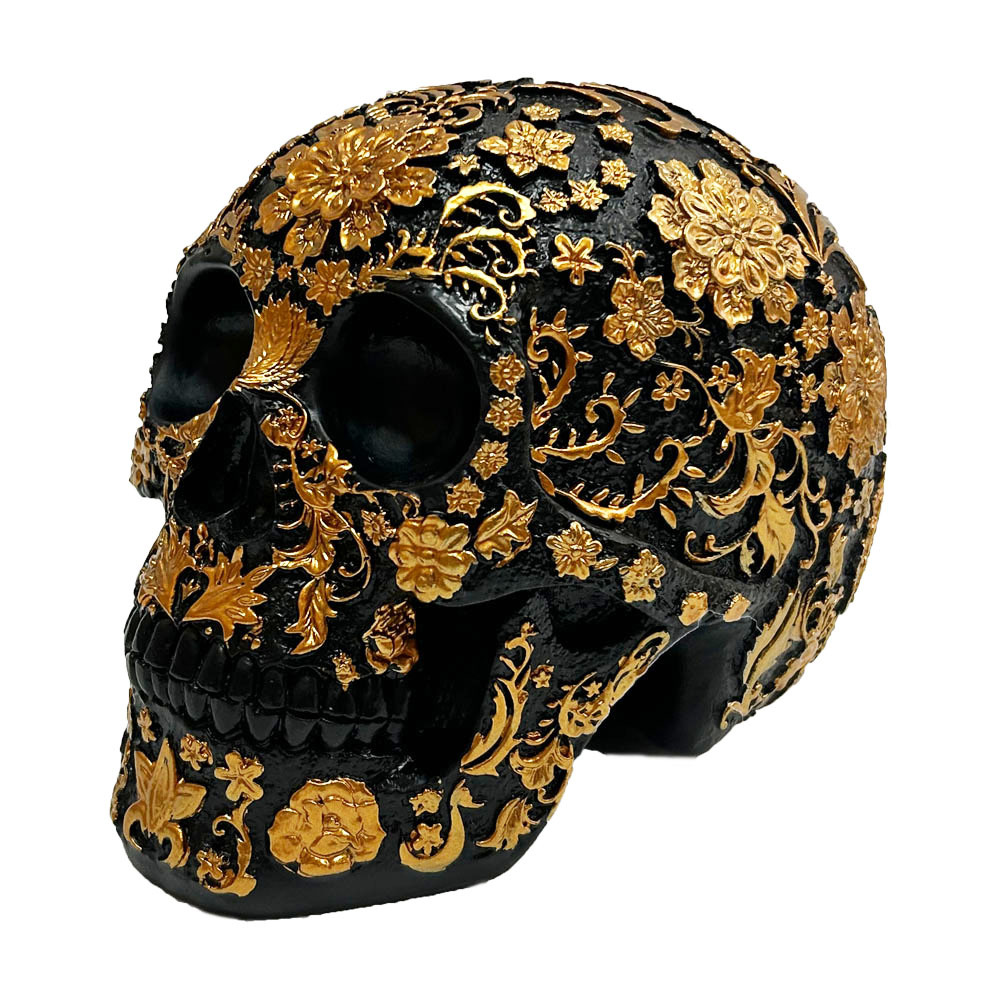 Floral Resin Skull Sculpture
