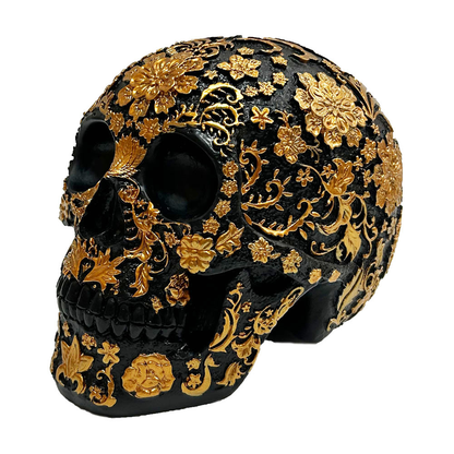Floral Resin Skull Sculpture