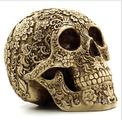 Floral Resin Skull Sculpture