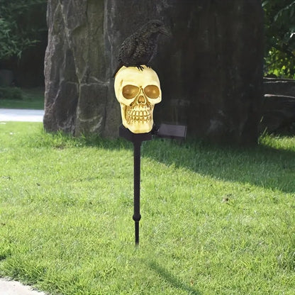 Solar Crow Skull Garden Light