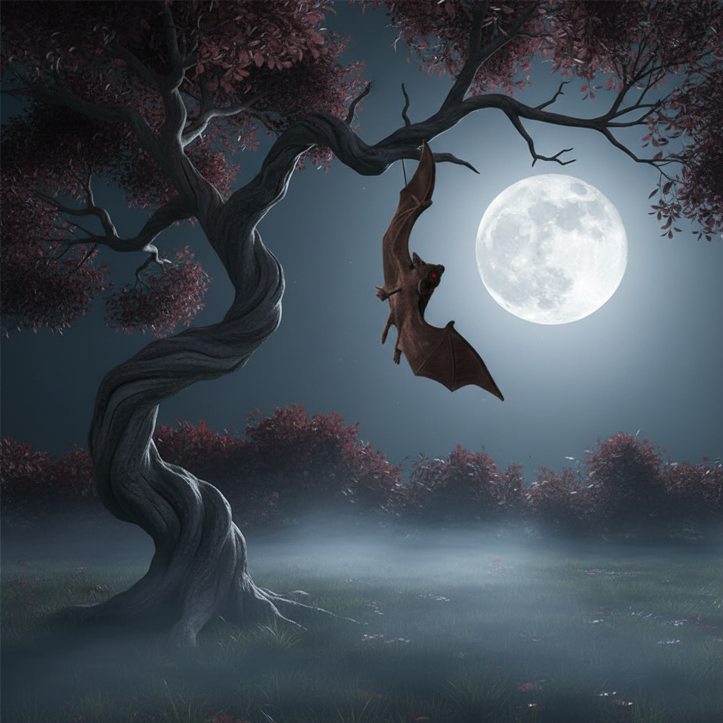 Realistic Hanging Bat Halloween Prop