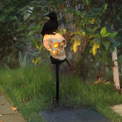 Solar Crow Skull Garden Light