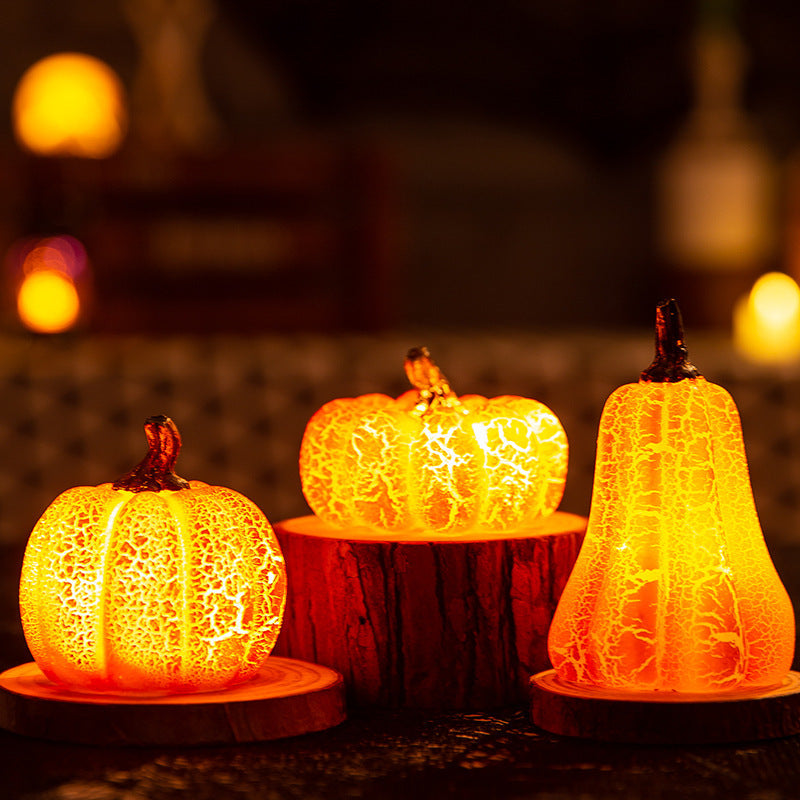 Crackle Glow LED Pumpkin Set