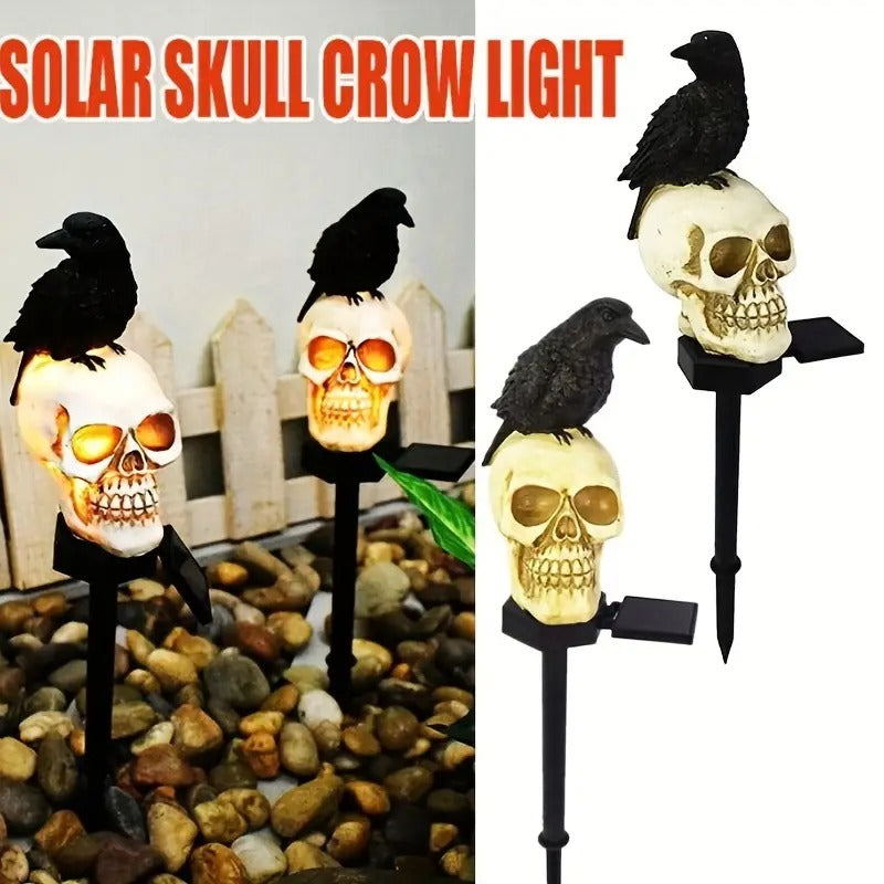 Solar Crow Skull Garden Light