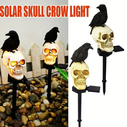 Solar Crow Skull Garden Light