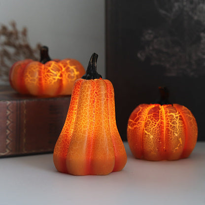 Crackle Glow LED Pumpkin Set