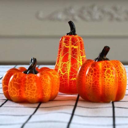 Crackle Glow LED Pumpkin Set