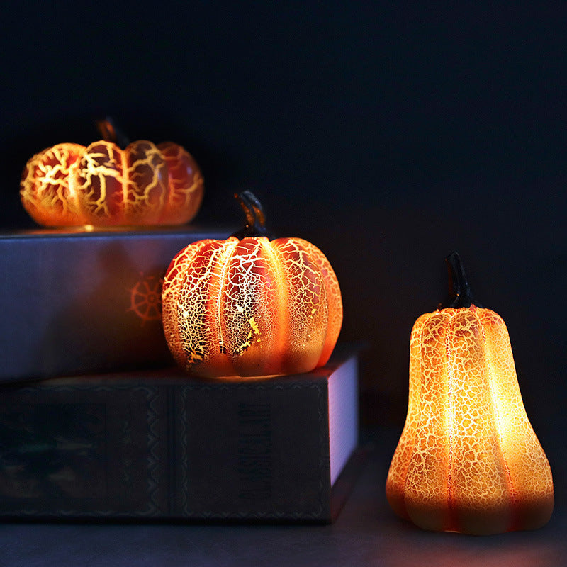 Crackle Glow LED Pumpkin Set