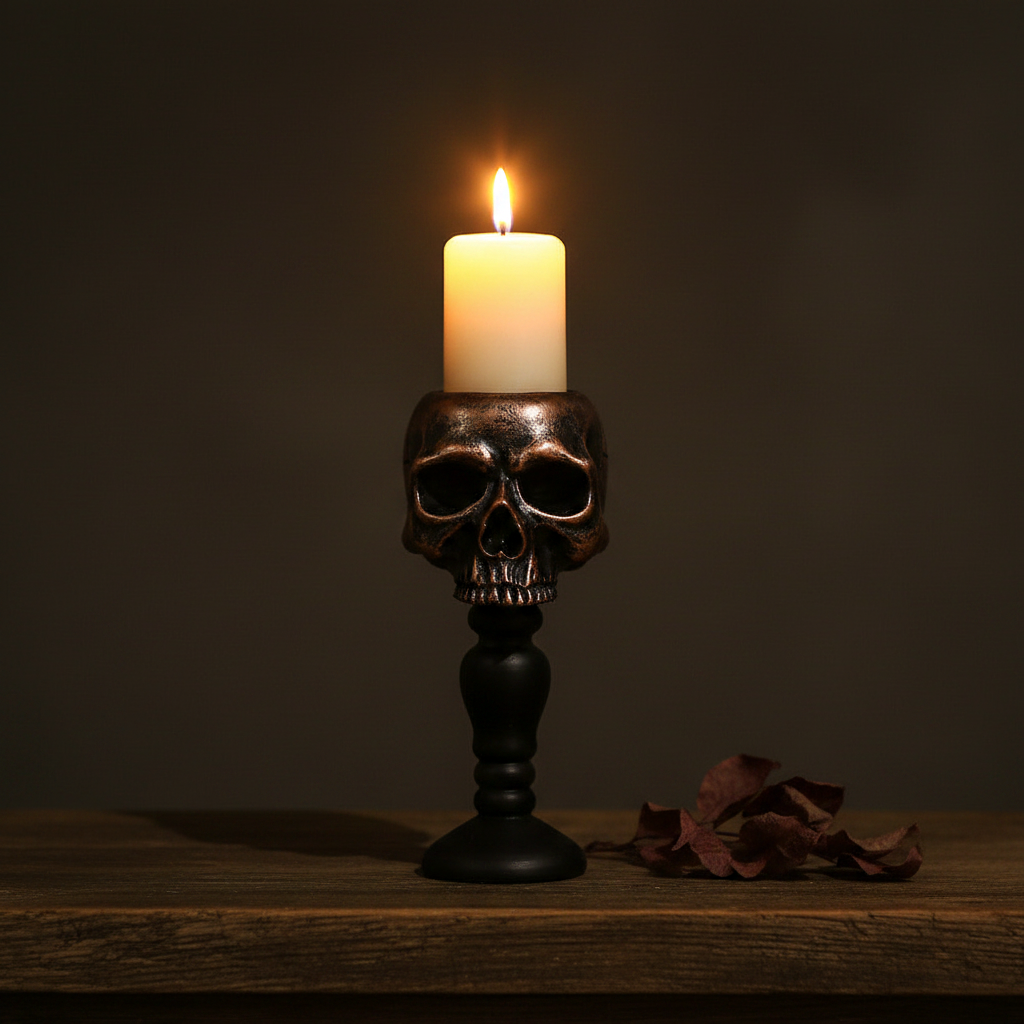 Standing Skull Candle Holder