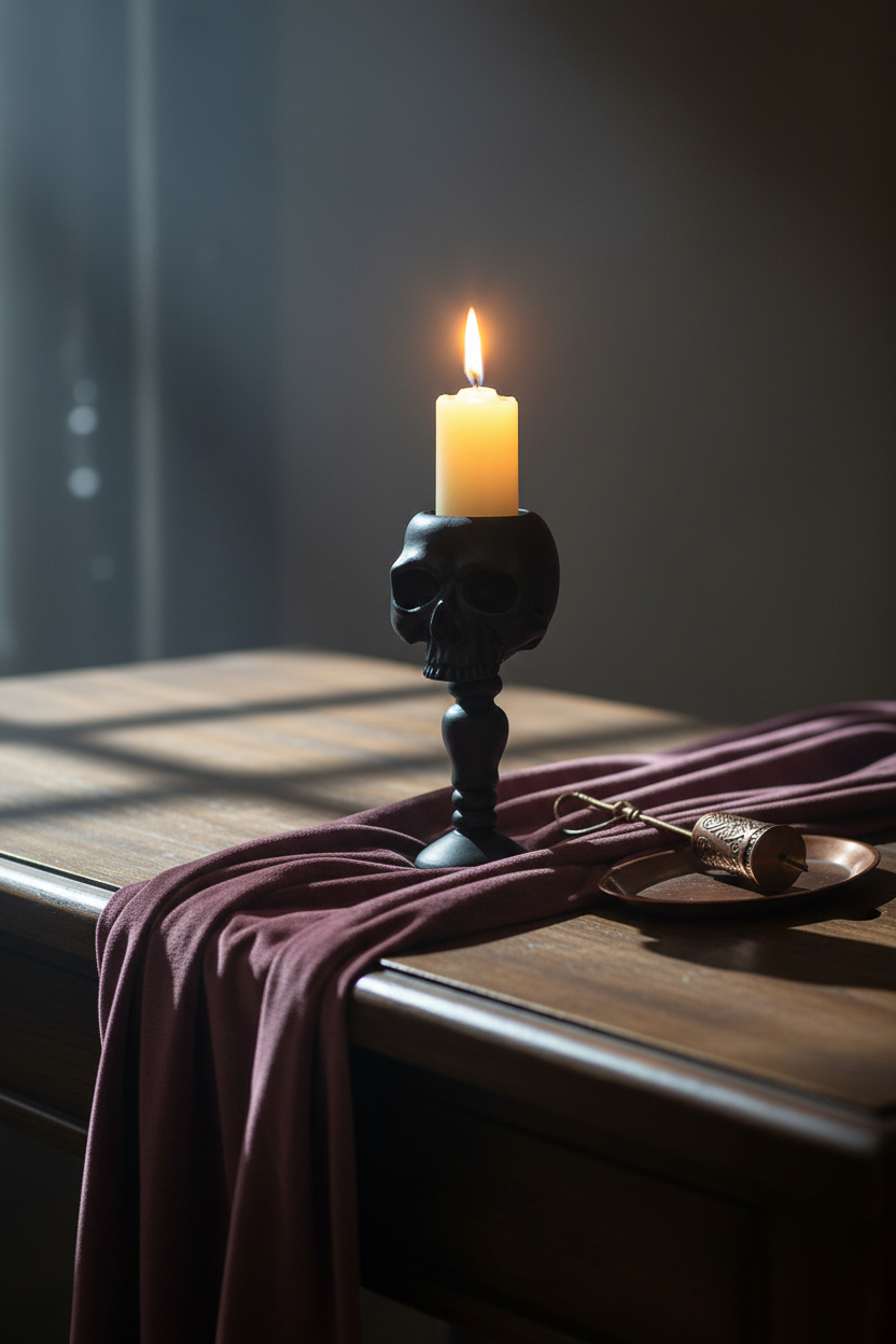 Standing Skull Candle Holder