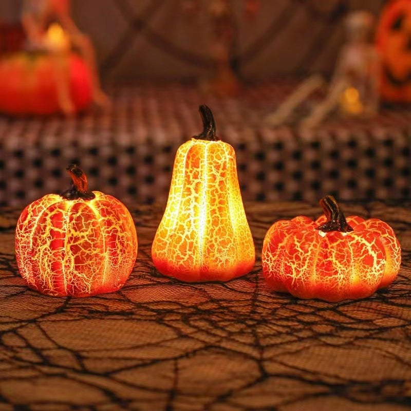 Crackle Glow LED Pumpkin Set