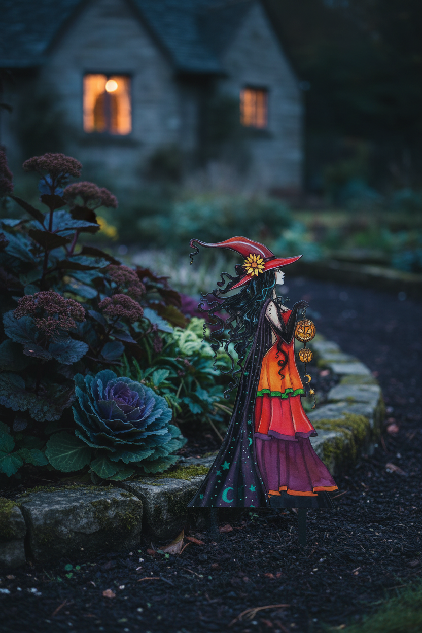 Metal Witch Garden Sign