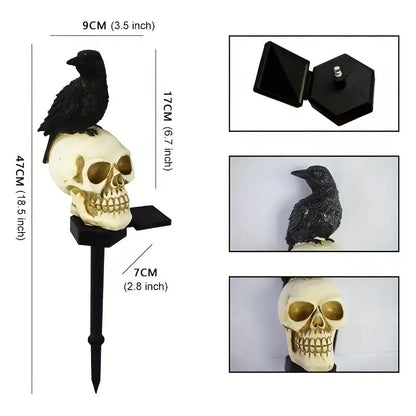 Solar Crow Skull Garden Light