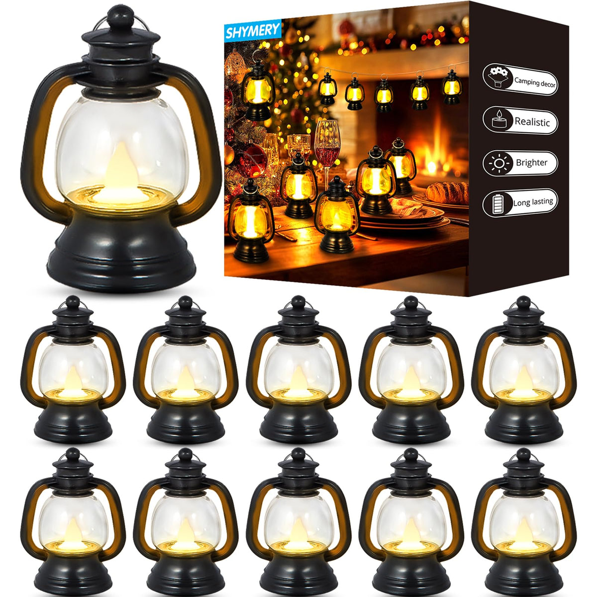 Mini Black Lantern Set – 12 Pieces