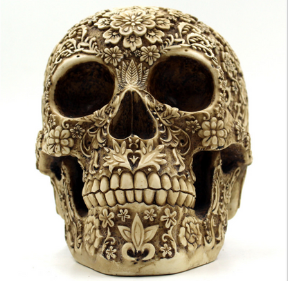 Floral Resin Skull Sculpture