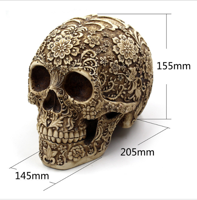 Floral Resin Skull Sculpture